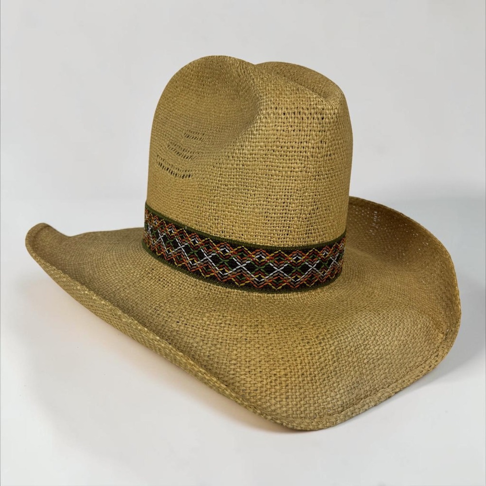 Larry Mahan Tall Cotton Straw Cowboy Hat Byer-Rolnick Natural 6 7/8